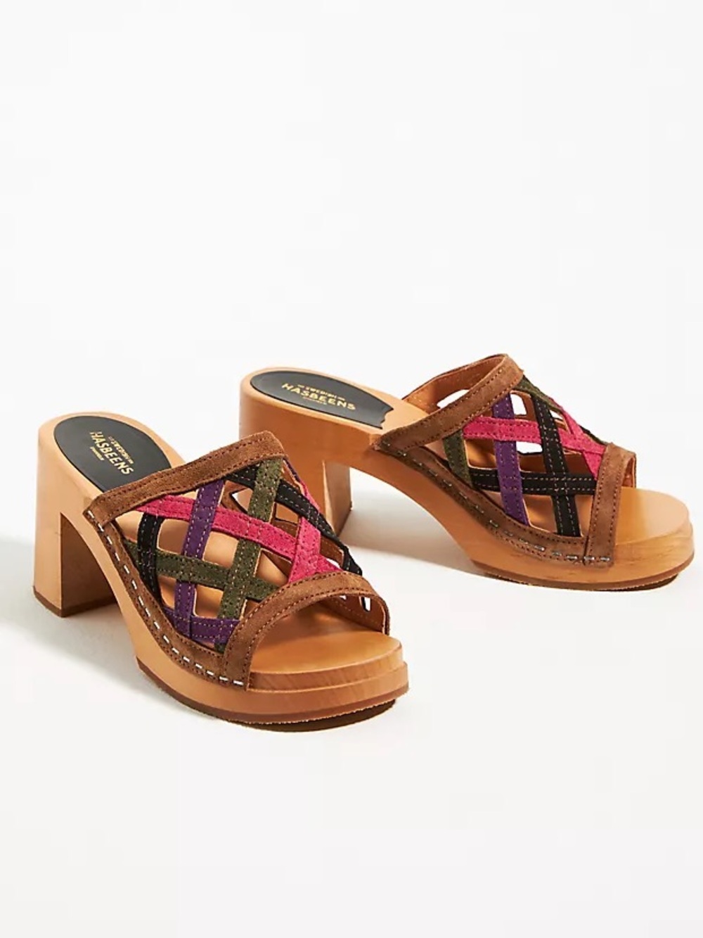 Swedish Hasbeens Basket Mule Clogs